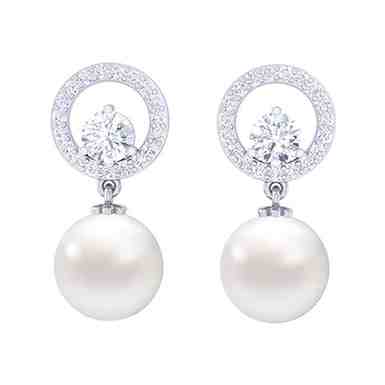 Clara 92.5 Sterling Silver Swiss Zirconia Pearl Earrings